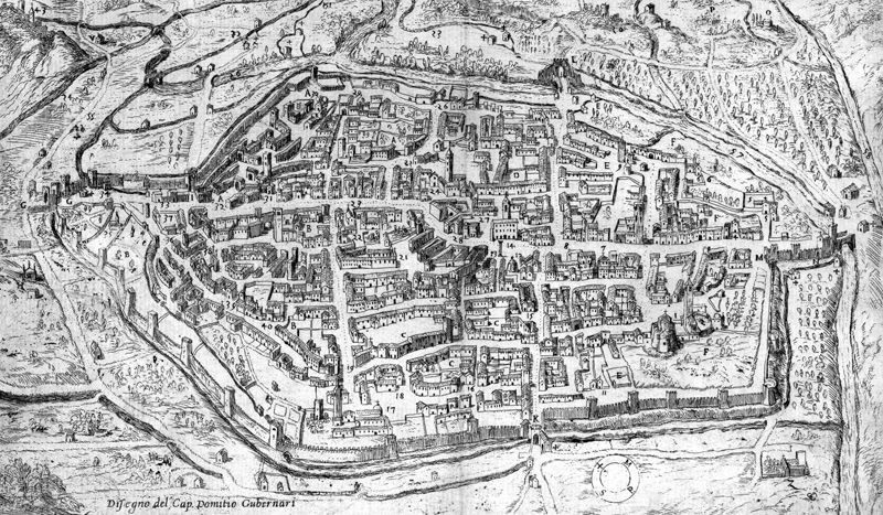 Le mura medievali di Terni, nascoste nella città, mentre nuovi ponti uniscono le sponde del Nera.